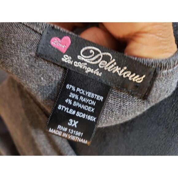 Delirious Dress Women 3X Gray Knit Short Sleeve Tie Waist Pocket Lounge - Picture 11 of 13